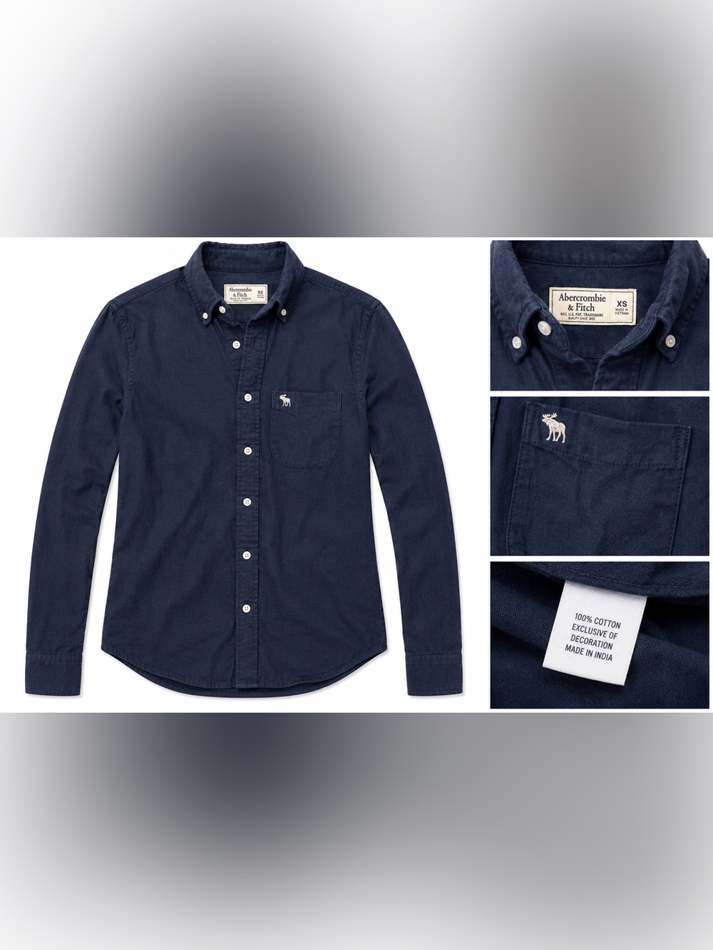 Abercrombie & Fitch Men’s Dark Navy Button-Down Oxford Shirt